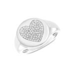 925 Silver Pave Heart Signet Ring - Image 2