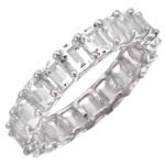 925 Silver Petite Emerald Cut White Topaz Band