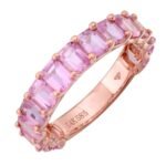 Pink Gemstone 3/4 Eternity Silver Ring - Image 3