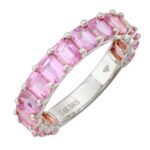 Pink Gemstone 3/4 Eternity Silver Ring