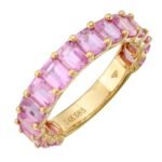 Pink Gemstone 3/4 Eternity Silver Ring - Image 2