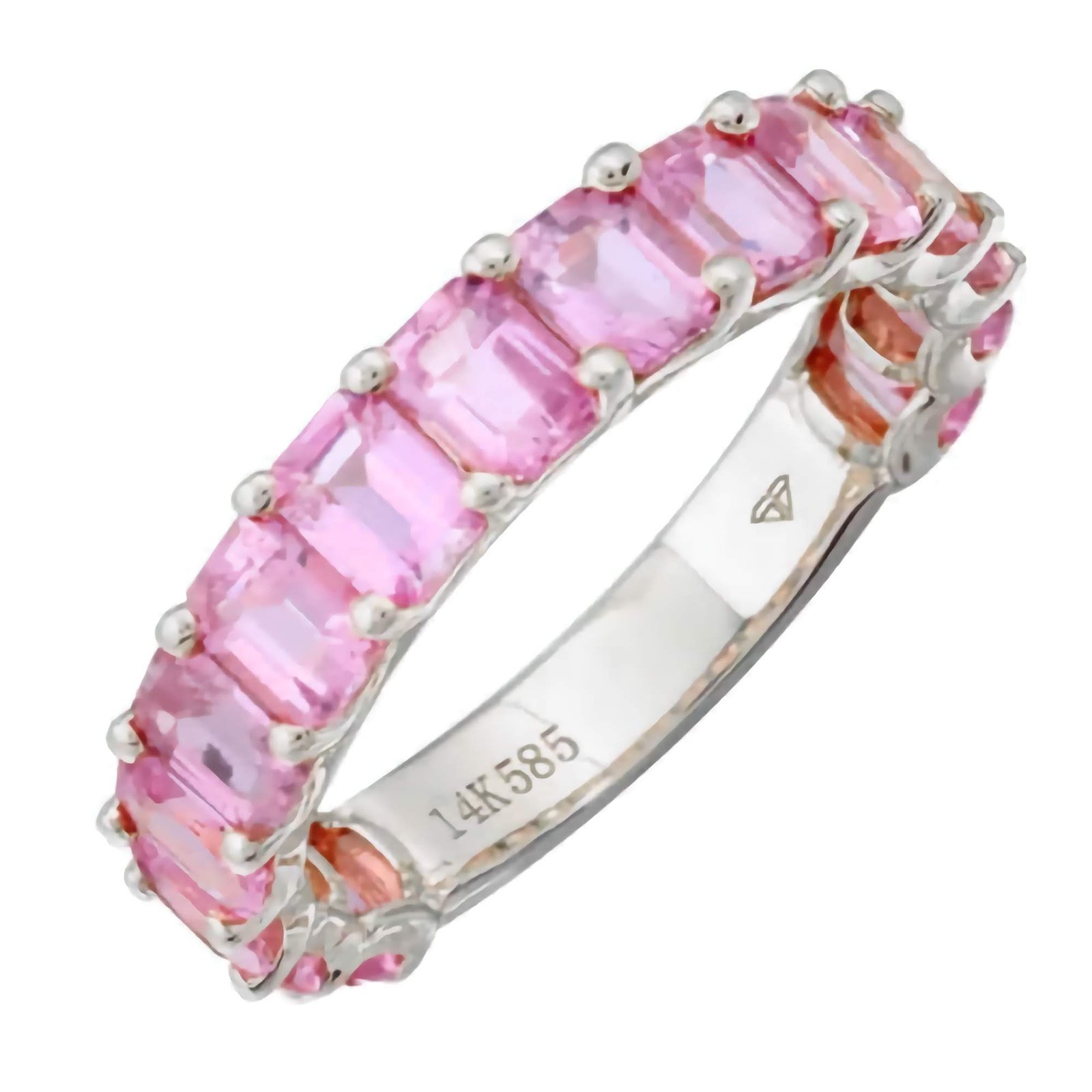 Pink-Gemstone-3_4-Eternity-Silver-Ring-edited.jpg Pink Gemstone 3/4 Eternity Silver Ring - Image 1