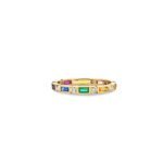 925 Silver Rainbow Baguette & Bezel Eternity Ring