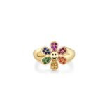 925 Silver Rainbow Daisy Happy Face Signet Ring - Image 2