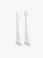 925 Silver Pearl Long Drop Earrings