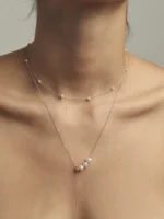 925 Silver Three Pearl Lariat Neckalce