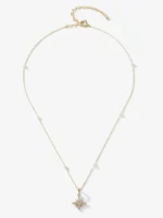 925 Silver Pearl Chain with Diamond Star Necklace - Image 2