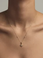 925 Silver Pearl Chain with Diamond Star Necklace