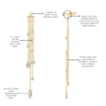 925 Silver Mixed Shape Bezels Diamond Tassel Earring - Image 2