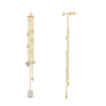 925 Silver Mixed Shape Bezels Diamond Tassel Earring - Image 3