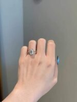 925 Silver 3CT Brilliant Emerald Cut Diamond Engagement Ring - Image 4