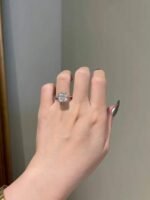 925 Silver 4Ct Cushion Cut Diamond Engagement Ring