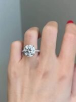 925 Silver 6ct Round Cut Diamond Engagement Ring - Image 4
