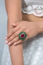 925 Silver Ruby & Emerald Cocktail Ring - Image 2