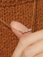 925 Silver Baguette Diamond Bar Pendant - Image 2