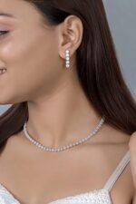 925 Silver Tennis Diamond Necklace Set - Image 3