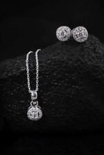 925 Silver Diamond Pendant Set - Image 3