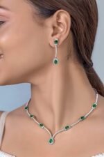 925 Silver Emerald Necklace Set - Image 2