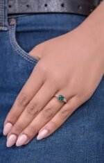 925 Silver Emerald Engagement Ring