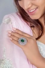 925 Silver Emerald Cocktail Ring - Image 3