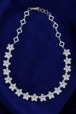 925 Silver Flower Diamond Necklace Set - Image 3