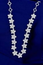 925 Silver Flower Diamond Necklace Set