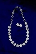 925 Silver Flower Diamond Necklace Set - Image 2