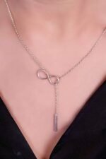 925 Silver Infinity Lariat Bar Pendant - Image 3