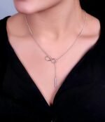 925 Silver Infinity Lariat Bar Pendant - Image 2