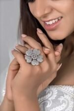 925 Silver Floral Cocktail Ring - Image 3