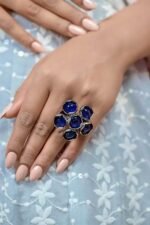 925 Silver Sapphire Cocktail Ring - Image 3