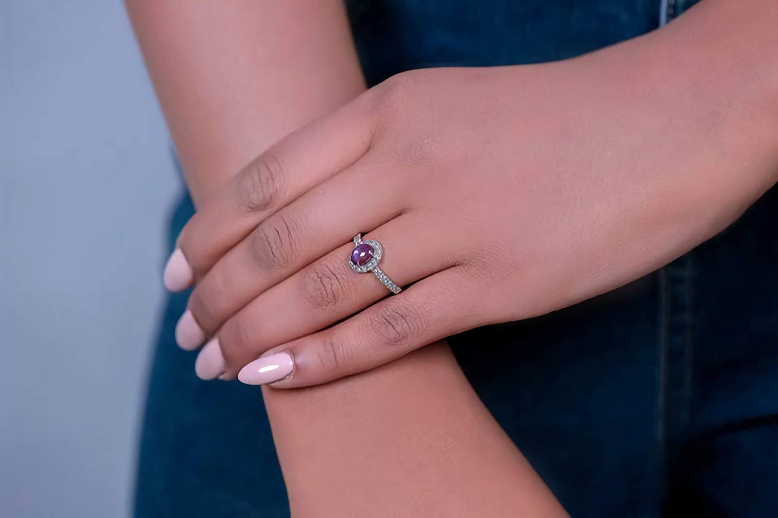 Swarish-Jewels-925-Sterling-Silver-Silk-Ring-edited-scaled-1.jpg 925 Silver Amethyst Engagement Ring - Image 1