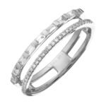 925 Silver Aligned 2-Row Diamond and Baguette Stacking Bands - Image 2