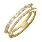 925 Silver Aligned 2-Row Diamond and Baguette Stacking Bands