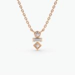 925 Silver Baguette and Round Cut Diamond Necklace - Image 6