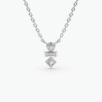 925 Silver Baguette and Round Cut Diamond Necklace - Image 5