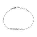 925 Silver Bezel Diamond Bar Bracelet