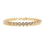925 Silver Bezel Set Diamond Hearts Tennis Bracelet - Image 2