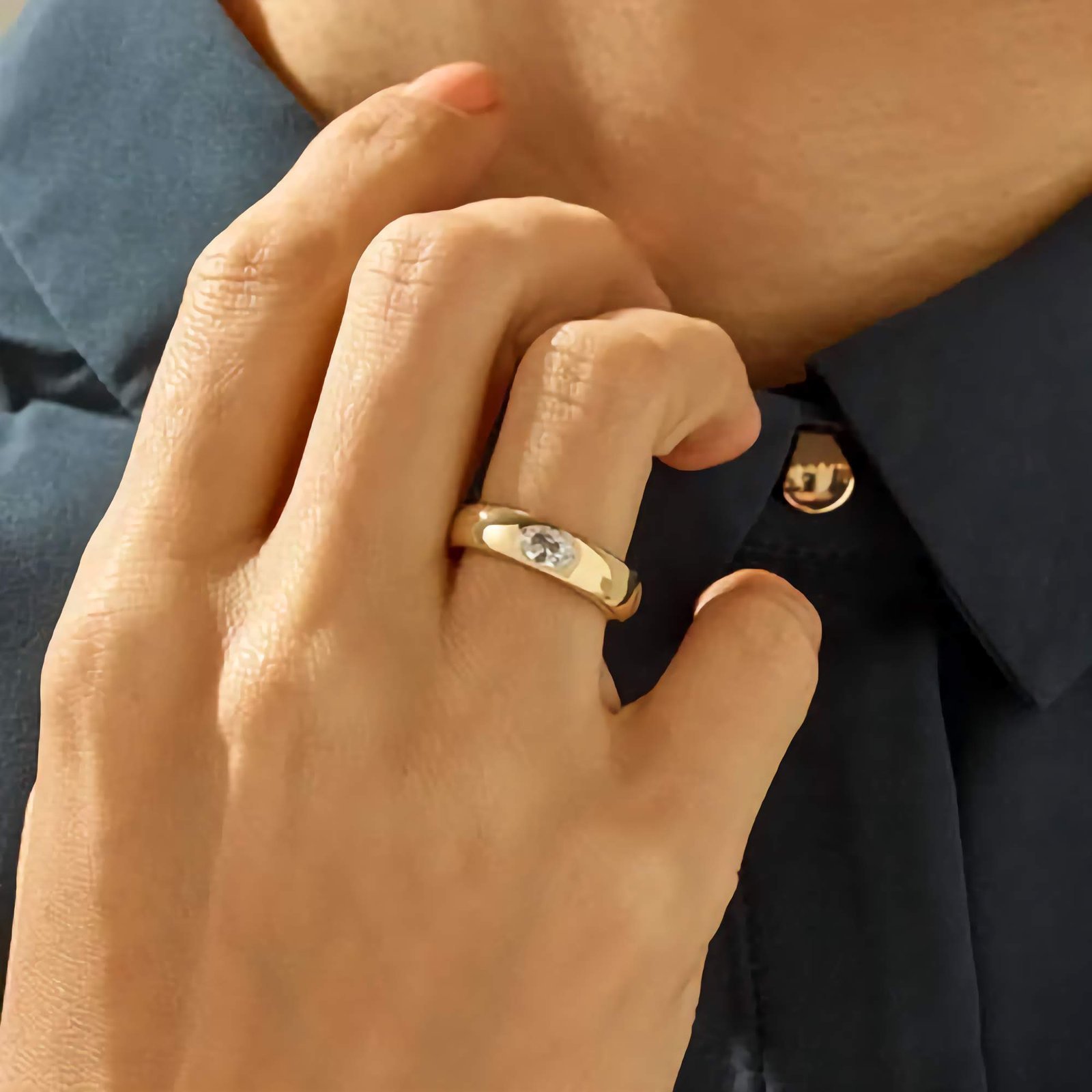 Swarish-Jewels-Bezel-Setting-Dome-Silver-Ring-_-Oval-East-West-Wedding-Band-Women-_-Bold-Dome-Gypsy-Ring-_-5.2-MM-Wide-Band-_-Chunky-Ring-edited.jpg 925 Silver Dome Band Ring - Image 1