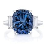 925 Silver Blue Diamond Engagement Silver Solitaire Ring - Image 2
