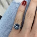 925 Silver Blue Diamond Engagement Silver Solitaire Ring