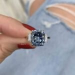 925 Silver Blue Diamond Engagement Silver Solitaire Ring - Image 5