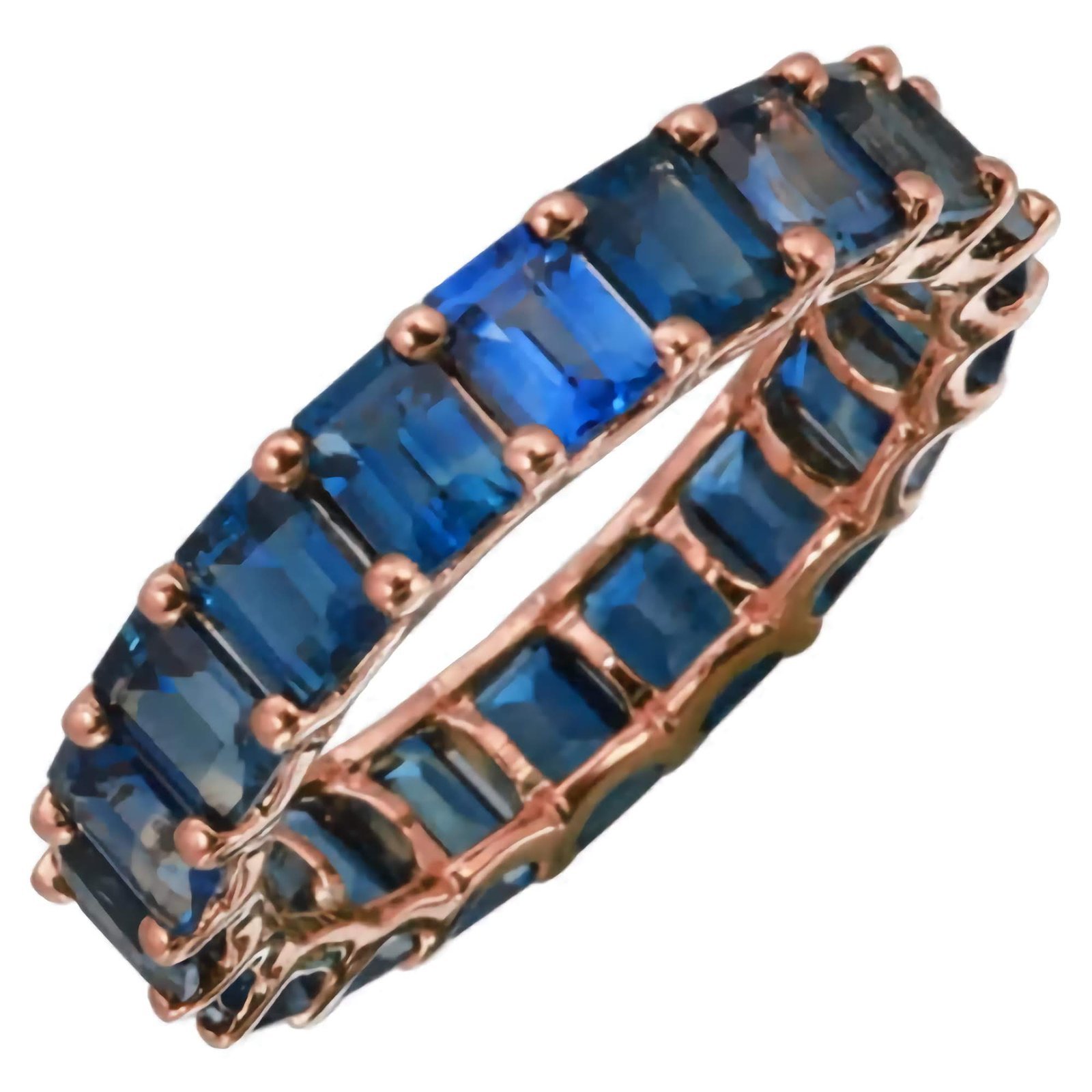 Swarish-Jewels-Blue-Sapphire-Eternity-Silver-Ring-edited.jpg 925 Silver Blue Sapphire Eternity Ring - Image 1