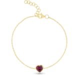 925 Silver Custom Solitaire Gemstone Bezel Heart Bracelet - Image 4