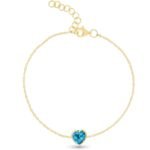 925 Silver Custom Solitaire Gemstone Bezel Heart Bracelet