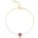 925 Silver Custom Solitaire Gemstone Bezel Heart Bracelet - Image 3