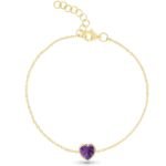 925 Silver Custom Solitaire Gemstone Bezel Heart Bracelet - Image 2