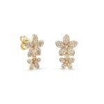 925 Silver Diamond Double Plumeria Studs