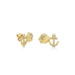 925 Silver Diamond Anchor Shell Cluster Stud