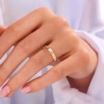 925 Silver Diamond Bezel Baguette Wedding Ring
